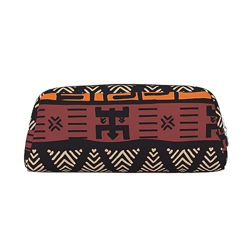 Dehiwi Afrikanisches Schlammtuch Tribal Federmäppchen Wasserdicht Niedlich Leder Bleistift Tasche Reise Kosmetik Make-up Tasche Organizer Stifthalter für Büro Make-up, silber, Einheitsgröße, von Dehiwi