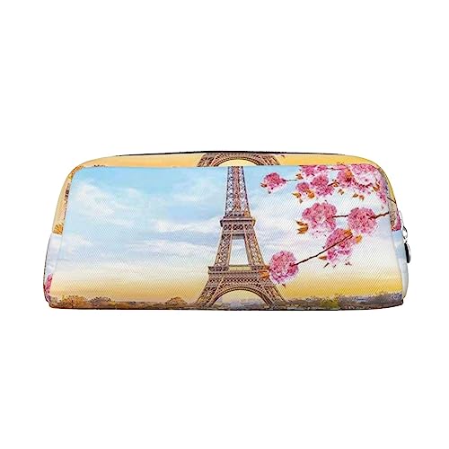 Dehiwi Federmäppchen Paris Eiffelturm mit Blumen, wasserdicht, niedliches Leder, für Reisen, Kosmetik, Make-up-Tasche, Organizer, Stifthalter für Büro Make-up, silber, Einheitsgröße, Taschen-Organizer von Dehiwi