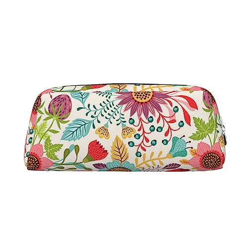 Dehiwi Federmäppchen mit Blumenblatt-Motiv, wasserdicht, niedliches Leder, für Reisen, Kosmetik, Make-up, Organizer, Stifthalter für Büro, Make-up, silber, Einheitsgröße, Taschen-Organizer von Dehiwi