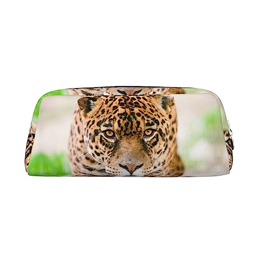 Dehiwi Federmäppchen mit Leopardenmuster, wasserdicht, niedliches Leder, für Reisen, Kosmetik, Make-up-Tasche, Organizer, Stifthalter für Büro Make-up, silber, Einheitsgröße, Taschen-Organizer von Dehiwi