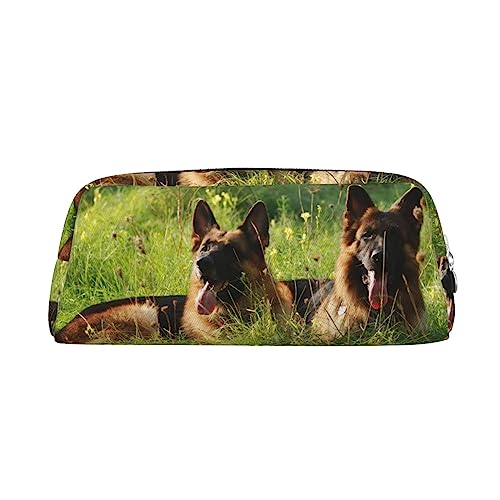 Dehiwi Federmäppchen mit Motiv Deutscher Schäferhund, wasserdicht, niedliches Leder, für Reisen, Kosmetik, Make-up-Tasche, Organizer, Stifthalter für Büro Make-up, silber, Einheitsgröße, von Dehiwi