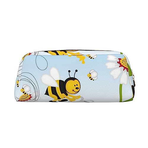 Dehiwi Federmäppchen mit niedlichem Bienen-Motiv, wasserdicht, niedliches Leder, für Reisen, Kosmetik, Make-up, Organizer, Stifthalter für Büro, gold, Einheitsgröße, Taschen-Organizer von Dehiwi