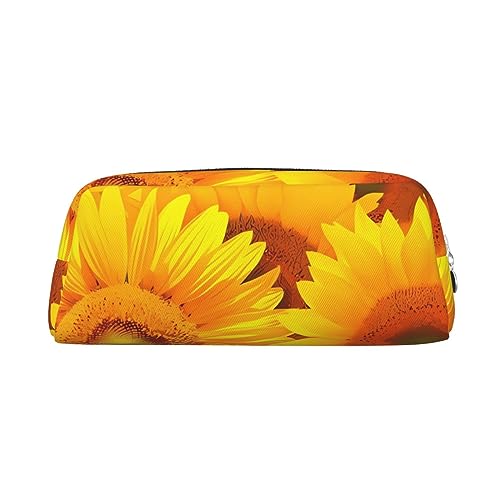 Dehiwi Gelbe Sonnenblume Bleistift Stift Fall Wasserdicht Niedlich Leder Bleistift Tasche Reise Kosmetik Make-up Tasche Organizer Stifthalter für Büro Make-up, silber, Einheitsgröße, Taschen-Organizer von Dehiwi