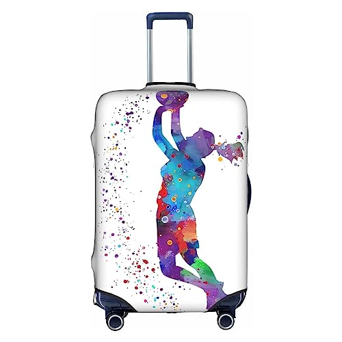 Dehiwi Gepäckabdeckung mit Basketball-Mädchen-Motiv, staubdicht, mit Reißverschluss, passend für 45,7-81,3 cm Gepäck, weiß, L von Dehiwi