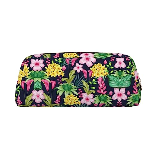 Dehiwi Hawaiianisches buntes Blumen-Federmäppchen, wasserdicht, niedliches Leder, für Reisen, Kosmetik, Make-up-Tasche, Organizer, Stifthalter für Büro Make-up, gold, Einheitsgröße, Taschen-Organizer von Dehiwi