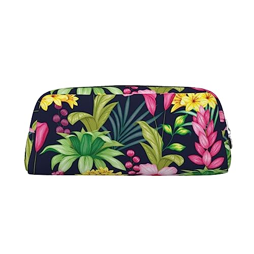 Dehiwi Hawaiianisches buntes Blumen-Federmäppchen, wasserdicht, niedliches Leder, für Reisen, Kosmetik, Make-up-Tasche, Organizer, Stifthalter für Büro Make-up, silber, Einheitsgröße, von Dehiwi