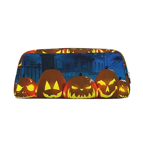 Dehiwi Lustiges Halloween-Kürbis-Stiftetui, wasserdicht, niedlich, Leder, für Reisen, Kosmetik, Make-up-Tasche, Organizer, Stifthalter für Büro Make-up, silber, Einheitsgröße, Taschen-Organizer von Dehiwi