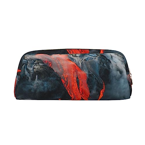 Dehiwi Red Hot Lava von Kilauea Volcano Federmäppchen, wasserdicht, niedliches Leder, für Reisen, Kosmetik, Make-up-Tasche, Organizer, Stifthalter für Büro Make-up, gold, Einheitsgröße, Taschen-Organizer von Dehiwi