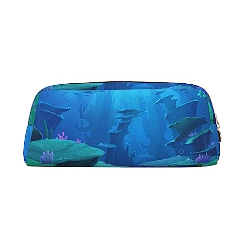 Dehiwi Underwater World Federmäppchen, wasserdicht, niedliches Leder, für Reisen, Kosmetik, Make-up-Tasche, Organizer, Stifthalter für Büro Make-up, gold, Einheitsgröße, Taschen-Organizer von Dehiwi