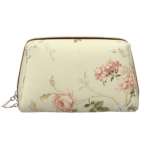 Dekorative Make-up-Tasche mit Blumenmuster, große Kapazität, Reise-Kosmetiktasche, PU-Leder, Make-up-Organizer Tasche für Frauen und Mädchen, weiß, Einheitsgröße von Dehiwi