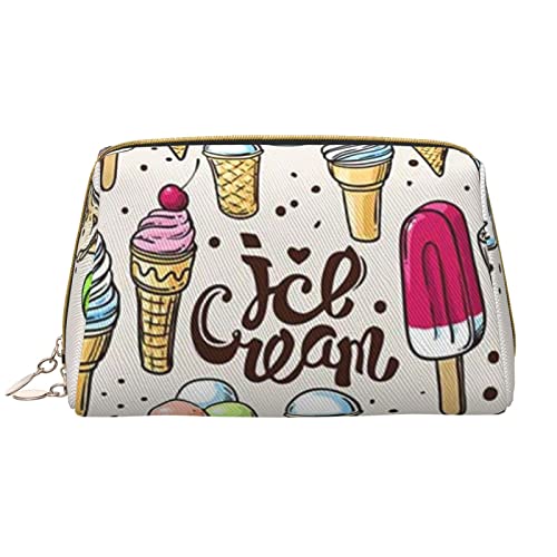 Eiscreme-Make-up-Tasche, große Kapazität, Reise-Kosmetiktasche, PU-Leder, Make-up-Organizer Tasche für Frauen und Mädchen, weiß, Einheitsgröße von Dehiwi