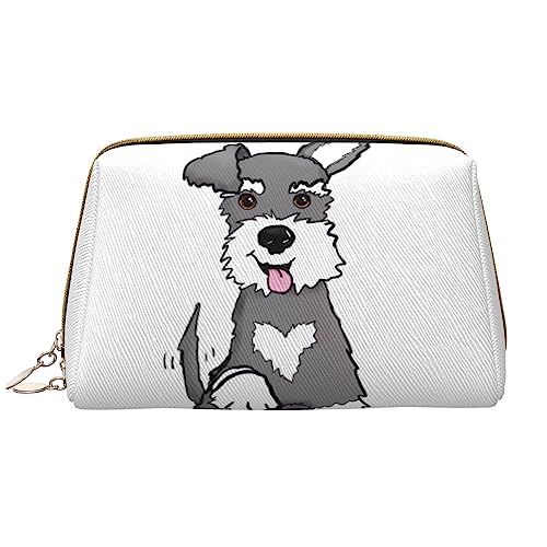 Entzückender Schnauzer Make-up-Tasche, großes Fassungsvermögen, Reise-Kosmetiktasche, PU-Leder, Make-up-Organizer-Tasche für Frauen und Mädchen, weiß, Einheitsgröße von Dehiwi