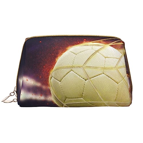 Goal Soccer Make-up-Tasche, große Kapazität, Reise-Kosmetiktasche, PU-Leder, Make-up-Organizer Tasche für Frauen und Mädchen, weiß, Einheitsgröße von Dehiwi