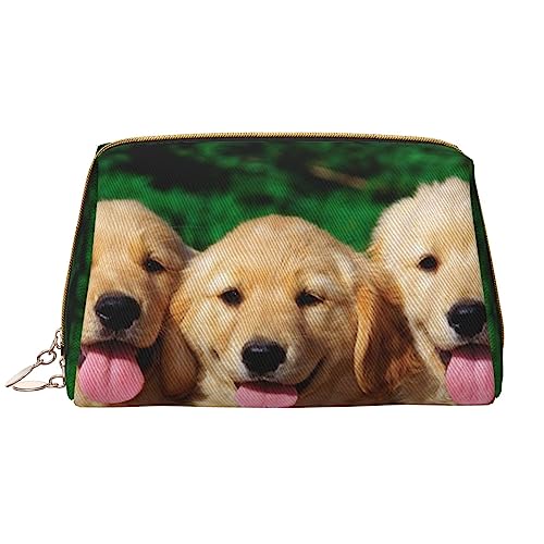 Golden Dogs Make-up-Tasche, großes Fassungsvermögen, Reise-Kosmetiktasche, PU-Leder, Make-up-Organizer-Tasche für Damen und Mädchen, weiß, Einheitsgröße von Dehiwi