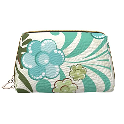 Grüne Blume Make-up Tasche Große Kapazität Reise Kosmetik Tasche PU Leder Make-up Organizer Tasche für Frauen Mädchen, weiß, Einheitsgröße von Dehiwi