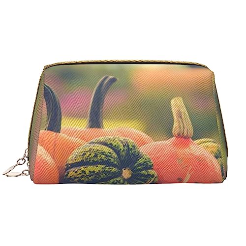 Harvest Make-up-Tasche mit Kürbis-Motiv, große Kapazität, Reise-Kosmetiktasche, PU-Leder, Make-up-Organizer für Frauen und Mädchen, weiß, Einheitsgröße von Dehiwi