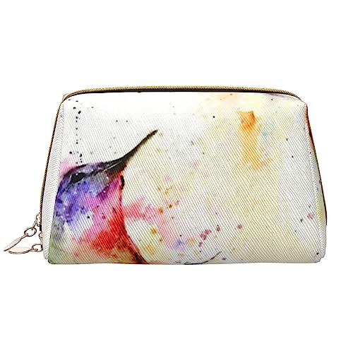 Kolibri-Make-up-Tasche, große Kapazität, Reise-Kosmetiktasche, PU-Leder, Make-up-Organizer Tasche für Frauen und Mädchen, weiß, Einheitsgröße von Dehiwi