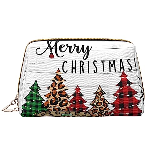 Kosmetiktasche mit Aufschrift "Merry Christmas", großes Fassungsvermögen, Reise-Kosmetiktasche, PU-Leder, Make-up-Organizer für Damen und Mädchen, weiß, Einheitsgröße von Dehiwi