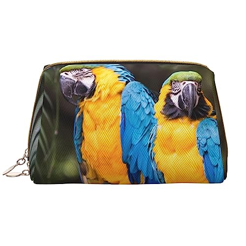 Kosmetiktasche mit Papageien, großes Fassungsvermögen, Reise-Kosmetiktasche, PU-Leder, Make-up-Organizer-Tasche für Damen und Mädchen, weiß, Einheitsgröße von Dehiwi