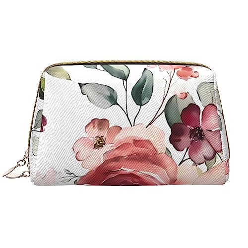 Kosmetiktasche mit Rosenblüten, große Kapazität, Reise-Kosmetiktasche, PU-Leder, Make-up-Tasche für Frauen und Mädchen, weiß, Einheitsgröße von Dehiwi