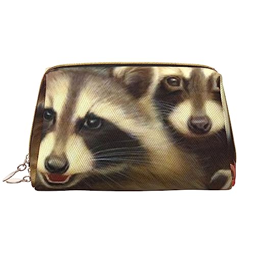 Kosmetiktasche mit Waschbär im Herbst, Baumloch, große Kapazität, Reise-Kosmetiktasche, PU-Leder, Make-up-Organizer Tasche für Frauen und Mädchen, weiß, Einheitsgröße von Dehiwi