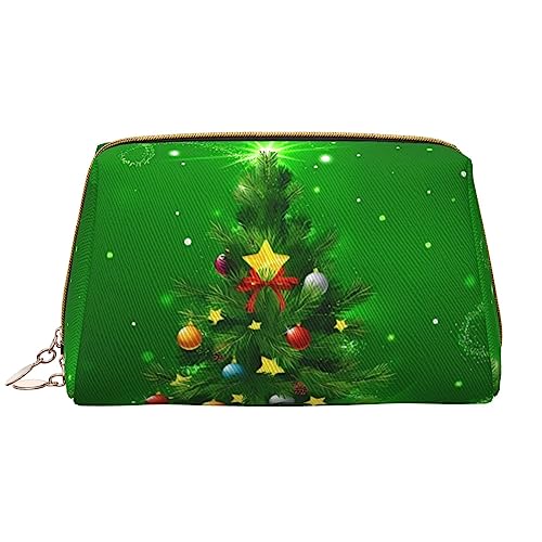 Kosmetiktasche mit Weihnachtsbäumen und großer Kapazität, Reise-Kosmetiktasche, PU-Leder, Make-up-Organizer für Damen und Mädchen, weiß, Einheitsgröße von Dehiwi