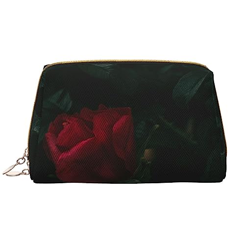 Kosmetiktasche mit roten Rosen, großes Fassungsvermögen, Reise-Kosmetiktasche, PU-Leder, Make-up-Organizer für Damen und Mädchen, weiß, Einheitsgröße von Dehiwi