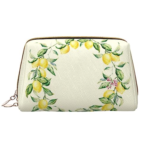 Lemon Make-up-Tasche, große Kapazität, Reise-Kosmetiktasche, PU-Leder, Make-up-Organizer Tasche für Frauen und Mädchen, weiß, Einheitsgröße von Dehiwi