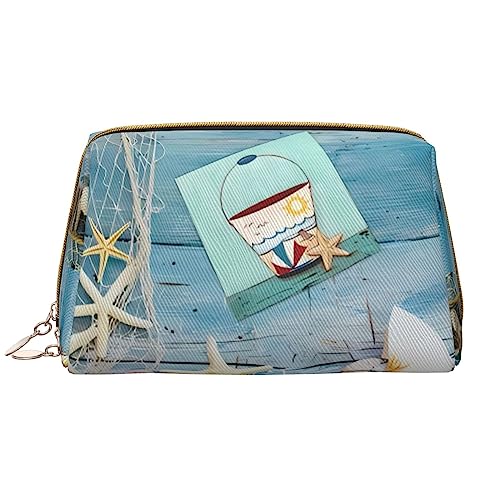 Lighthouse Strand-Make-up-Tasche, großes Fassungsvermögen, Reise-Kosmetiktasche, PU-Leder, Make-up-Organizer-Tasche für Damen und Mädchen, weiß, Einheitsgröße von Dehiwi