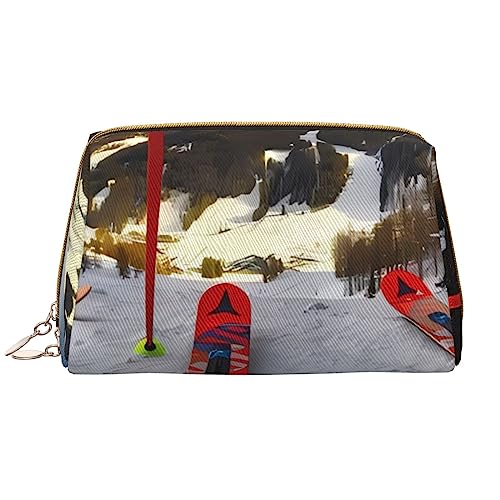 Make-up-Tasche für den Winter, Skifahren, große Kapazität, Reise-Kosmetiktasche, PU-Leder, Make-up-Organizer für Frauen und Mädchen, weiß, Einheitsgröße von Dehiwi