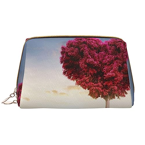 Make-up-Tasche in Herzform, Baum in Rot, große Kapazität, Reise-Kosmetiktasche, PU-Leder, Make-up-Organizer Tasche für Frauen und Mädchen, weiß, Einheitsgröße von Dehiwi