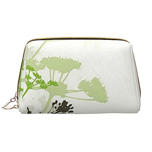 Make-up-Tasche mit Blättern und Kräutern mit Libellen, große Kapazität, Reise-Kosmetiktasche, PU-Leder, Make-up-Organizer Tasche für Frauen und Mädchen, weiß, Einheitsgröße von Dehiwi