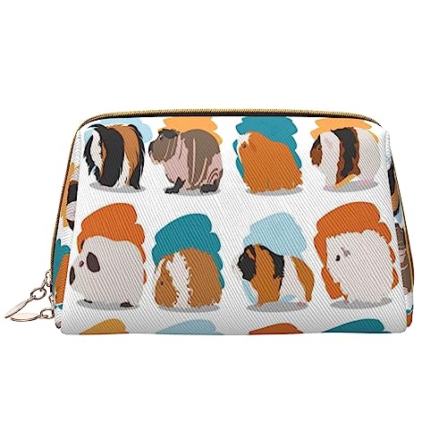 Make-up-Tasche mit Meerschweinchen-Illustration, große Kapazität, Reise-Kosmetiktasche, PU-Leder, Make-up-Organizer-Tasche für Frauen und Mädchen, weiß, Einheitsgröße von Dehiwi