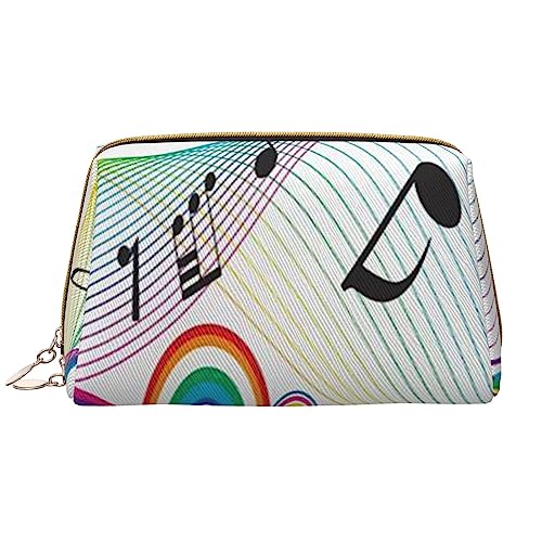 Make-up-Tasche mit Musiknoten in Regenbogenfarben, große Kapazität, Reise-Kosmetiktasche, PU-Leder, Make-up-Organizer Tasche für Frauen und Mädchen, weiß, Einheitsgröße von Dehiwi