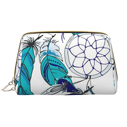 Make-up-Tasche mit Traumfänger-Motiv, große Kapazität, Reise-Kosmetiktasche, PU-Leder, Make-up-Tasche für Damen und Mädchen, weiß, Einheitsgröße von Dehiwi