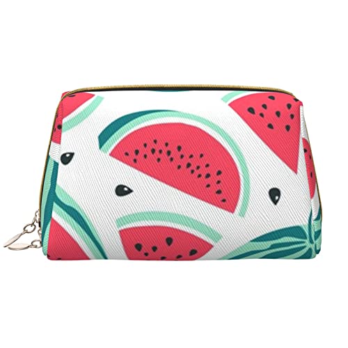 Make-up-Tasche mit Wassermelonen-Motiv, große Kapazität, Reise-Kosmetiktasche, PU-Leder, Make-up-Organizer für Frauen und Mädchen, weiß, Einheitsgröße von Dehiwi