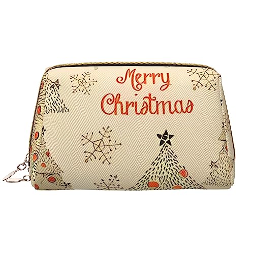 Make-up-Tasche mit Weihnachtsbaum-Design, große Kapazität, Reise-Kosmetiktasche, PU-Leder, Make-up-Organizer Tasche für Frauen und Mädchen, weiß, Einheitsgröße von Dehiwi