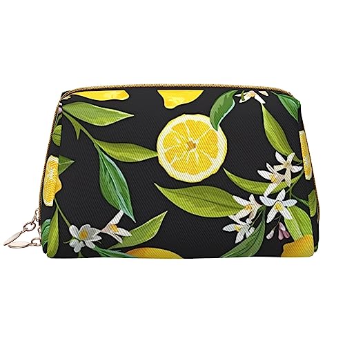 Make-up-Tasche mit Zitrusfrucht-Muster, große Kapazität, Reise-Kosmetiktasche, PU-Leder, Make-up-Organizer-Tasche für Frauen und Mädchen, weiß, Einheitsgröße von Dehiwi