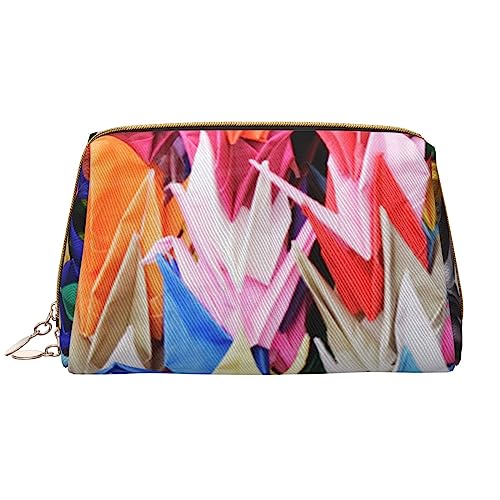 Origami-Papierkraniche-Make-up-Tasche, große Kapazität, Reise-Kosmetiktasche, PU-Leder, Make-up-Organizer-Tasche für Frauen und Mädchen, weiß, Einheitsgröße von Dehiwi