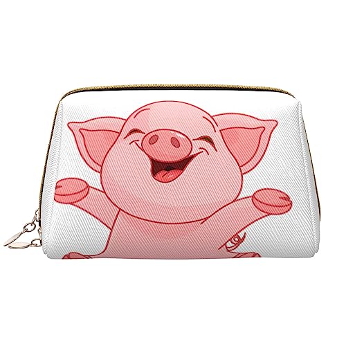 Pink Pig Make-up-Tasche, großes Fassungsvermögen, Reise-Kosmetiktasche, PU-Leder, Make-up-Organizer-Tasche für Damen und Mädchen, weiß, Einheitsgröße von Dehiwi