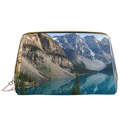 Rocky Mountains Make-up-Tasche, großes Fassungsvermögen, Reise-Kosmetiktasche, PU-Leder, Make-up-Organizer-Tasche für Frauen und Mädchen, weiß, Einheitsgröße von Dehiwi