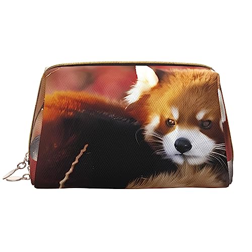 Roter Panda Make-up-Tasche, große Kapazität, Reise-Kosmetiktasche, PU-Leder, Make-up-Organizer Tasche für Frauen und Mädchen, weiß, Einheitsgröße von Dehiwi