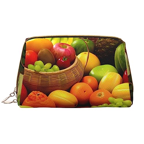 Verschiedene frische Gemüse Früchte Make-up Tasche Große Kapazität Reise Kosmetiktasche Pu Leder Make-up Organizer Tasche für Frauen Mädchen, weiß, Einheitsgröße von Dehiwi