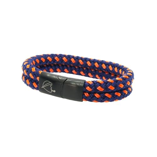 Deichjung® Armband Fiete | Made in Germany | Funktionalität und Komfort | präzise Verarbeitung | hochwertige Materialien | maritimes Segeltau mit Magnetverschluss | blau-orange | Größe: M (20cm) von Deichjung