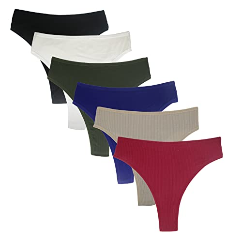 Deigecil Damen Baumwoll Strings Set Tanga Unterhosen Frauen Weich Unterwäsche 6er Pack,Weich atmungsaktiv Unterhose Damen von Deigecil