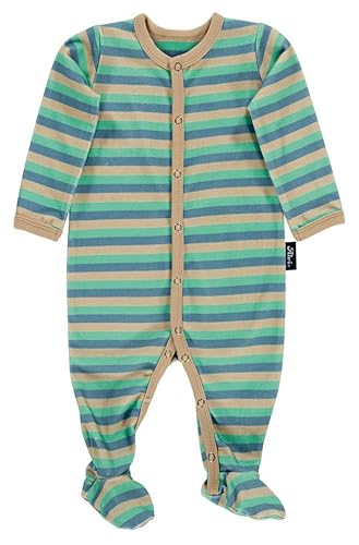 Alvi Baby Strampler Body mit Fuß Set Babylöffel DeinKinderland | Babystrampler Pyjama | Schlafanzug | Neugeboren ab 0 Monate Mädchen Junge (Cornstripe 50) von Dein Kinderland