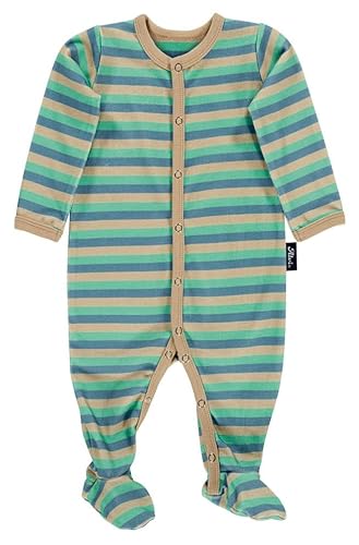 Alvi Baby Strampler Body mit Fuß Set mit Babylöffel DeinKinderland | Babystrampler Pyjama | Schlafanzug | Neugeboren ab 0 Monate Mädchen Junge (Cornstripe 56) von Dein Kinderland