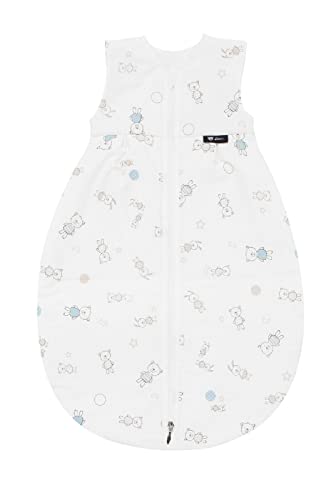 Dein Kinderland Alvi Kugel-Schlafsack Baby Mäxchen Thermo ohne Arm im SET mit Alvi Dreiecks-Halstuch | Winterschlafsack | Baby-Schlafsack | atmungsaktiv (best friends blau, 70cm) von Dein Kinderland