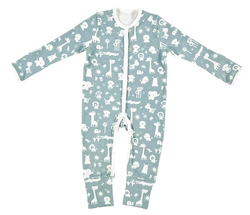Alvi Pyjama Baby Schlafanzug mit Fuß Set mit Löffel DeinKinderland | Babyschlafanzug | Strampler ab 0 Monate für Mädchen Jungen (Animals, 68) von Dein Kinderland