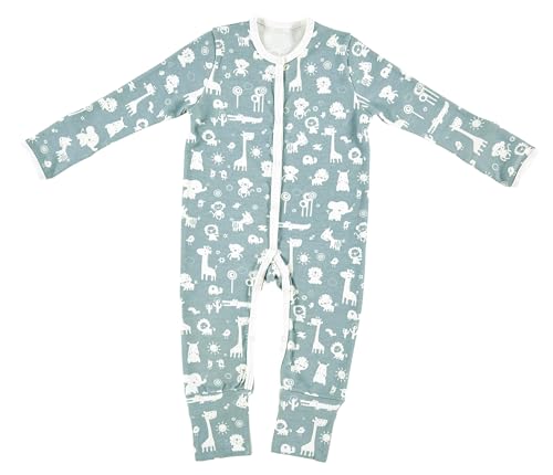 Alvi Pyjama Baby Schlafanzug mit Fuß Set mit Löffel DeinKinderland | Babyschlafanzug | Strampler ab 0 Monate für Mädchen Jungen (Animals, 74) von Dein Kinderland